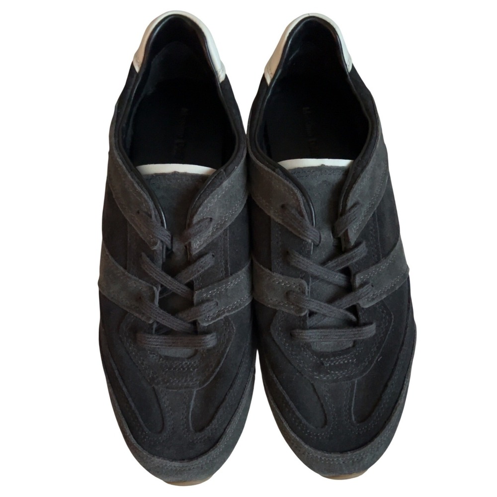 Massimo Dutti Split leather trainers w piece details black | SZ: 41 EU 8-8.5 US